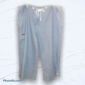 L-RL Blue & White Stripe Cargo Capris Size 20W